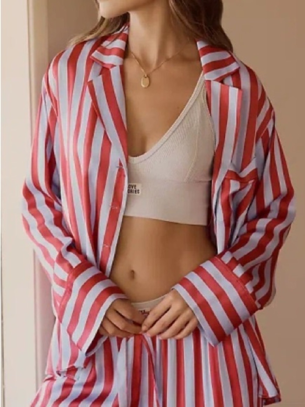 NWOT By Anthropologie Oversized Button-front Pajama Shirt Size Medium